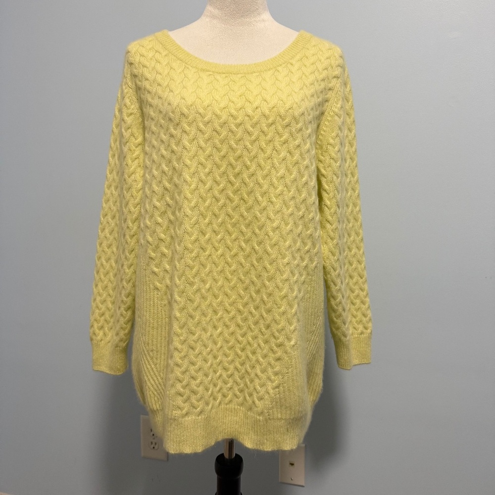 Pure Collection Women’s 100%‎ Cashmere Cable Knit Yellow Sweater Size 18